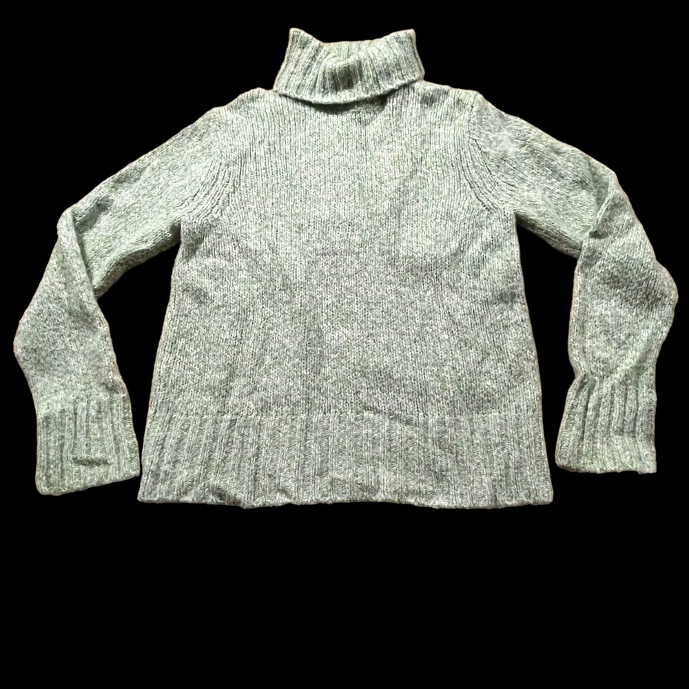 L.L.Bean Sweater Women’s Large Green Cowl Neck Wool Blend